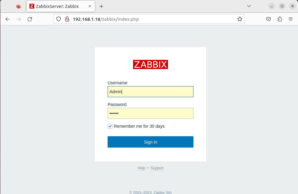 Login Zabbix server