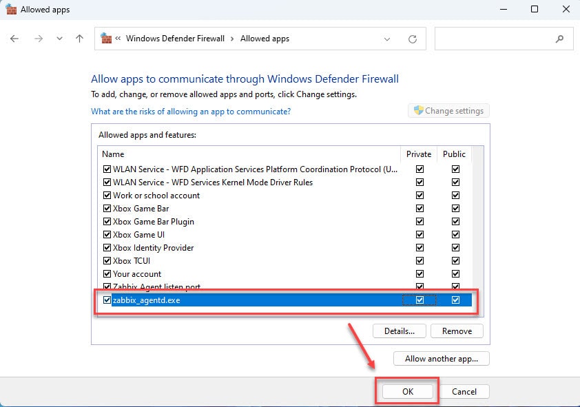 Allow Zabbix Agent