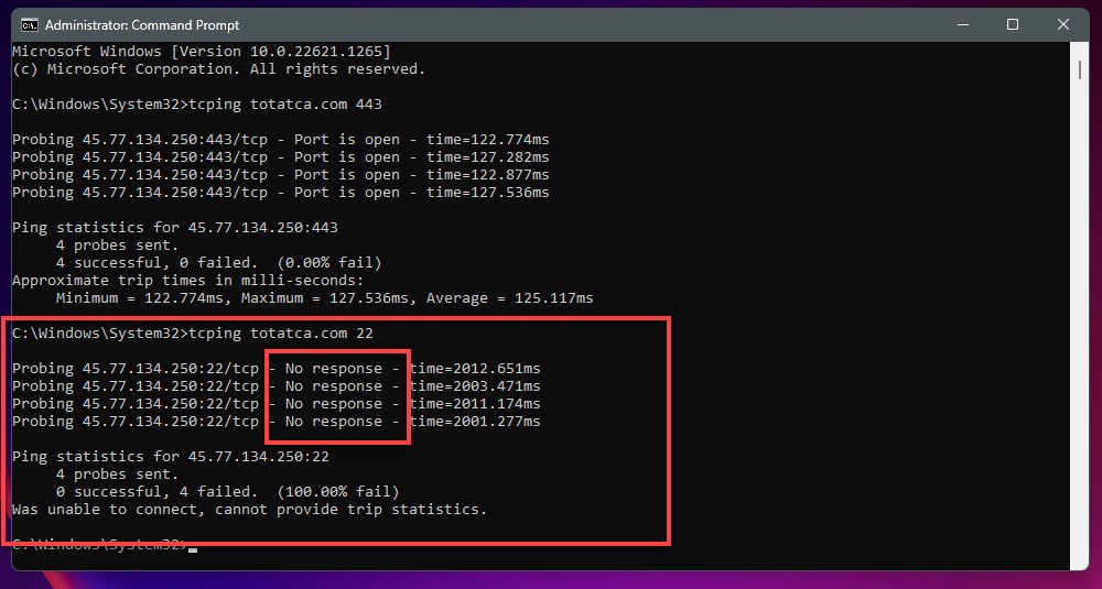 Ping-speciflic-port-on-windows