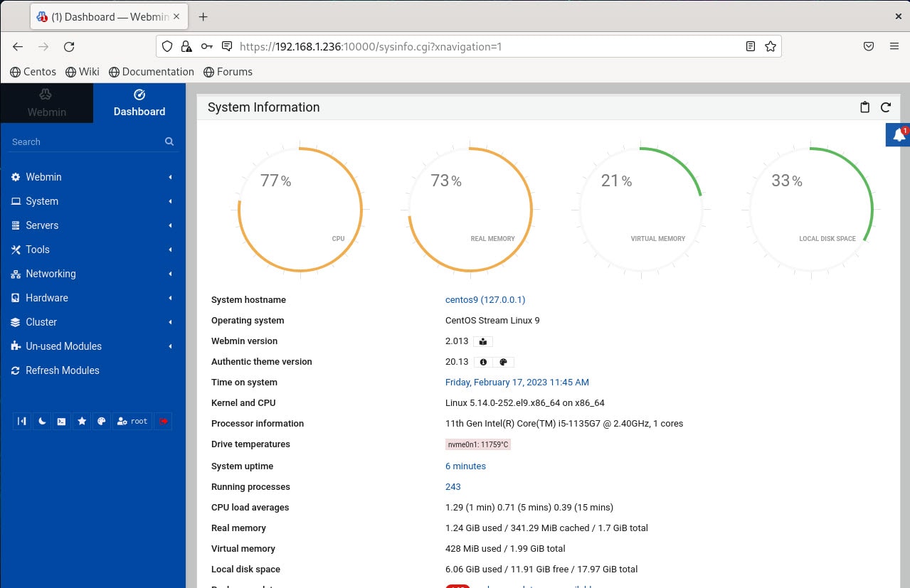 Webmin-Interface