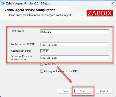  Zabbix Agent service configuration