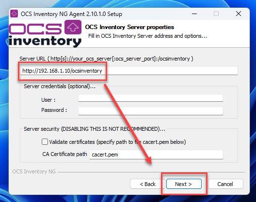 OCS Inventory Server properties