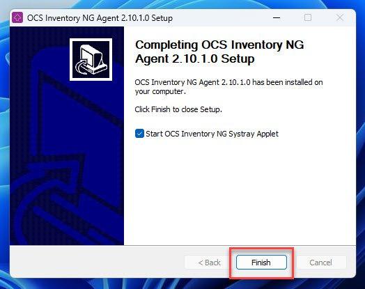 Completing OCS Inventory NG Agent Setup
