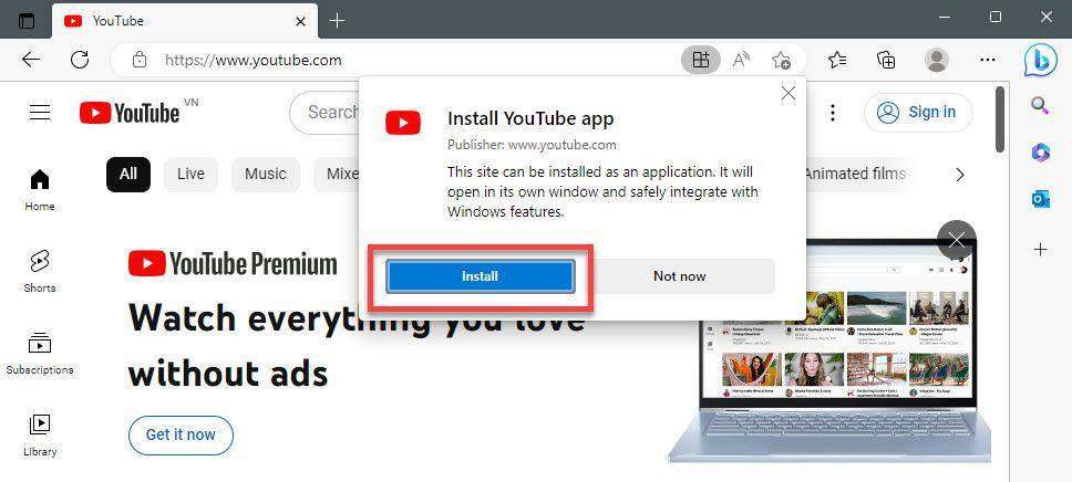 install-youtube-app-on-windows